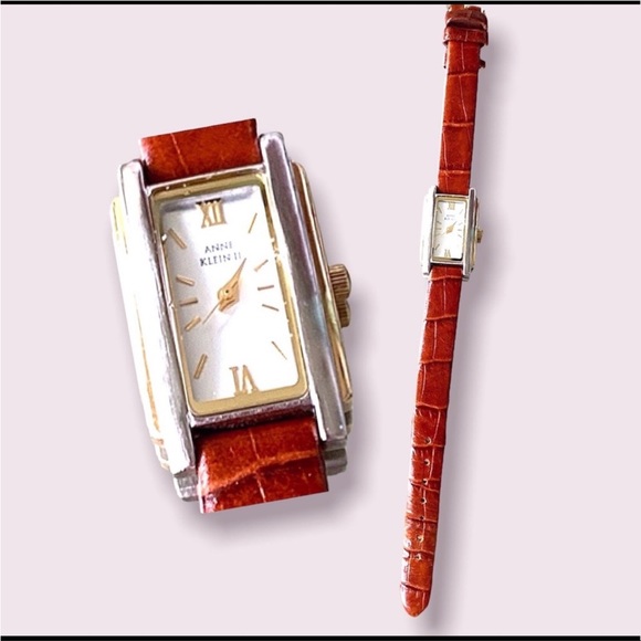 Retro Watch Women’s Tank Wristwatch Leather Strap Band Anne Klein - Picture 2 of 10